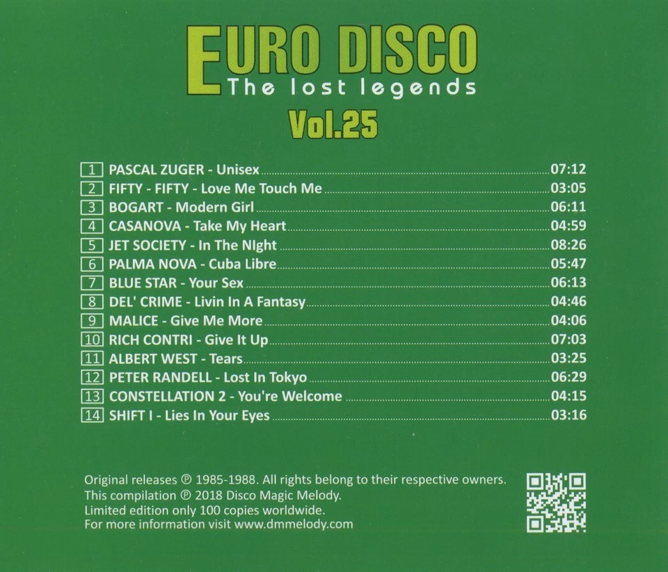 Euro Disco - The Lost Legends Vol. 25, Limited Edition, CD  RAR !!! - Bild 2 von 3