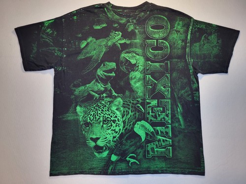 Animales verdes vintage Y2K AOP México Puerto Vallarta doble cara para hombre 2XL 2000s - Imagen 5 de 7