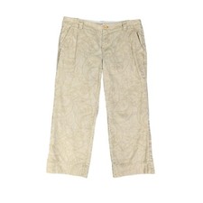 Lilly Pulitzer Pant Womens 8 Cream Embroidered Paisley Main Line Fit Crop READ