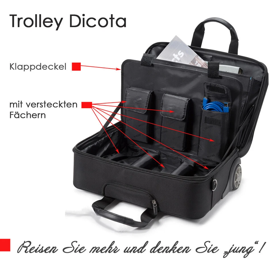 Bolsa Trolley DICOTA para Notebook hasta 17" 43cm 41x31cm y Montaje Impresora HP100 Foto 3 de 4