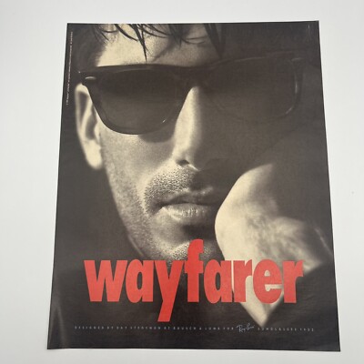 Ray-Ban Wayfarer Sunglasses 1991 Vintage Print Ad 10''x12'' male model close up