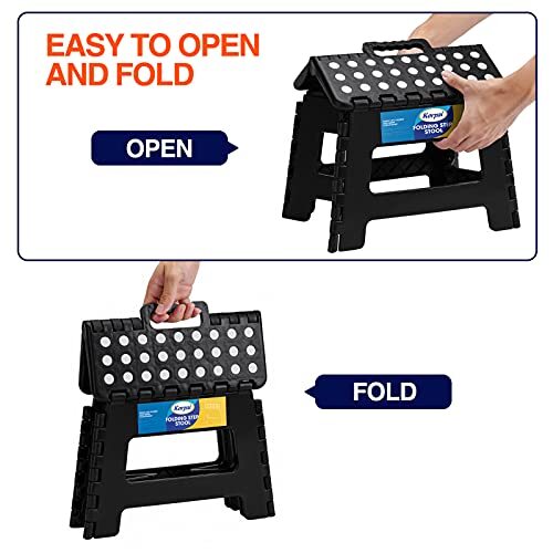 Acko Non-Slip Folding Step Stool – Sky Blue 11" Stool With Handle, Holds 250 Lbs - View #10