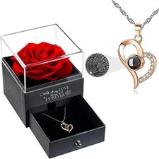 Valentines Day Gifts for Her Preserved Real I Love You Necklace Rose Anniversary