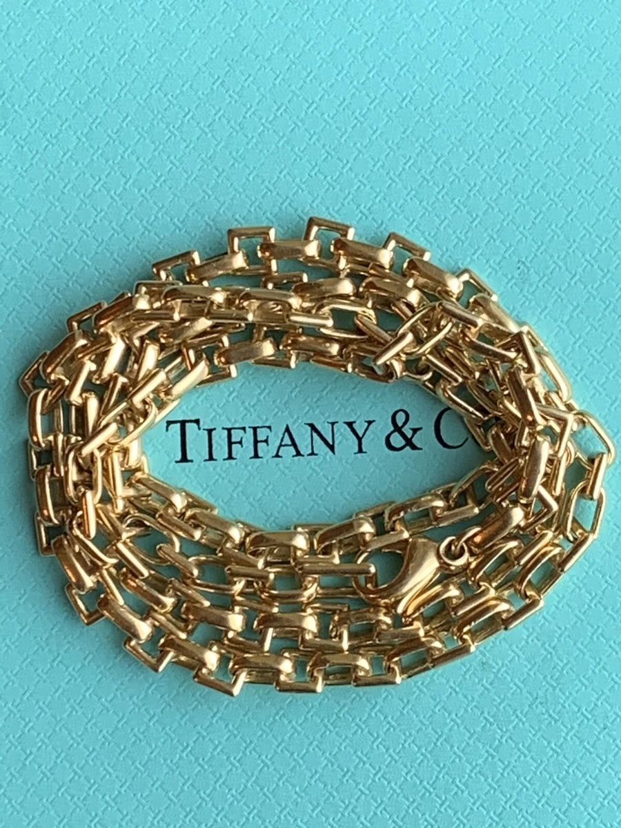 Tiffany & Co 18K Gold Square Box Oval Link Chain Necklace 38.4 Grams 20  Inches