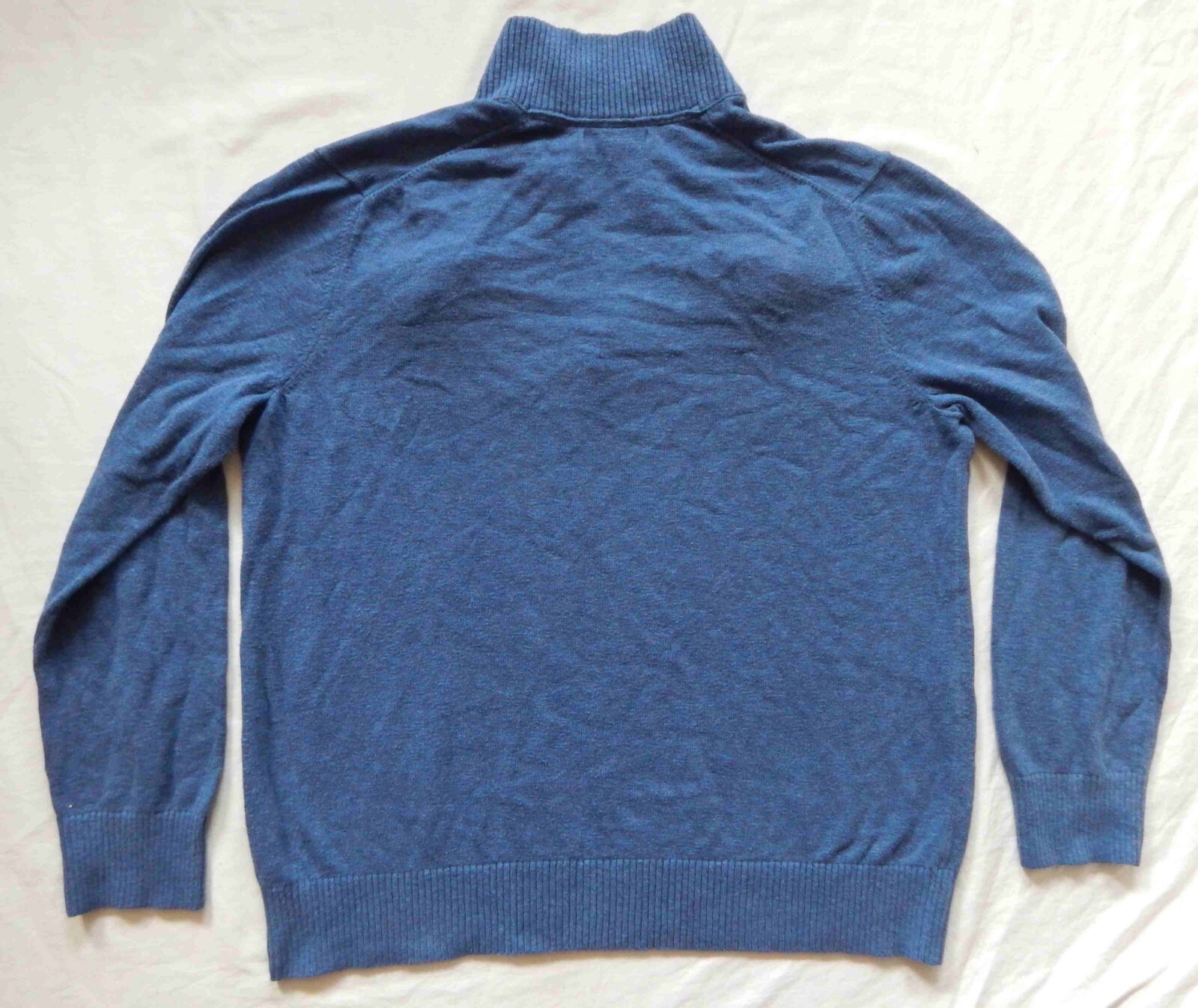 Solid Blue Henley Turtleneck Pullover Sweater - X… - image 2