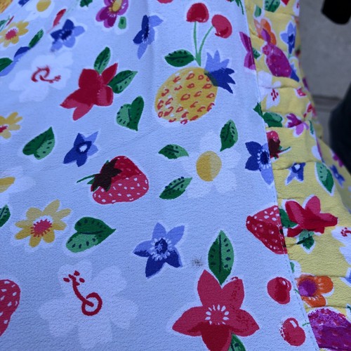 JENNY HELENE Flowy Fruit Dress Women's LARGE Sleeveless Pockets Summer Silk - Picture 5 of 14