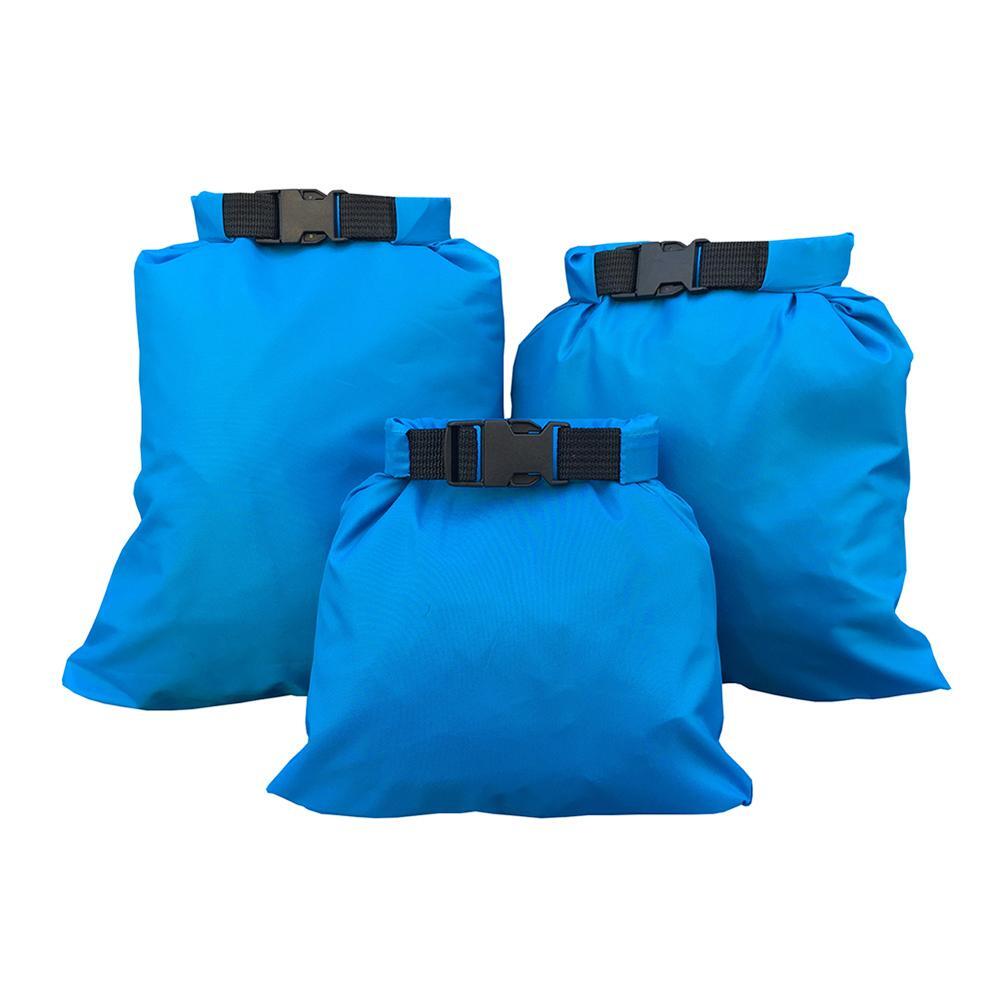 3pcs Coated Silicone Fabric Pressure Waterproof Dry Bags Storage Pouch