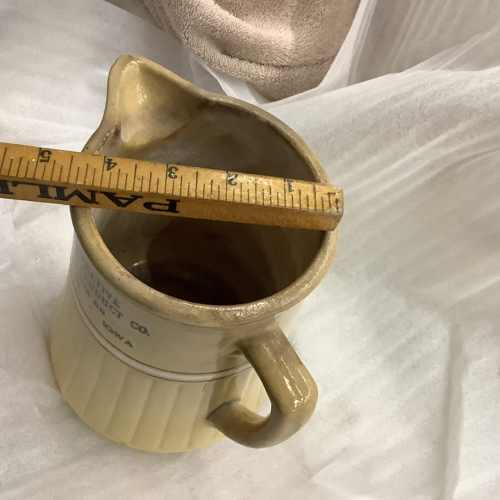 Antique COOP RINGSTED IOWA PHONE 58 RED WING Crock Pitcher Advertising