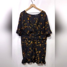 Pretty Little Thing Floral Corset Swing Dress Women's 24 Black Party Retro Y2K