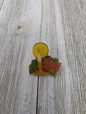 Vintage Wal-Mart Best Holiday Wishes Enamel Lapel Pin 