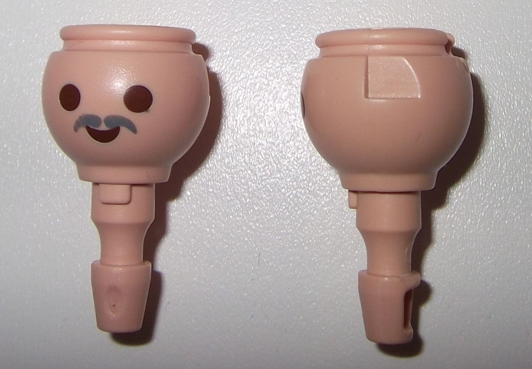 130319 Cabeza bigote corto gris 2u playmobil,western,head,casaca,soldado