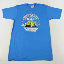Vintage Hanes Interstate Batteries Shirt Mens Large Blue Great American Race 80s