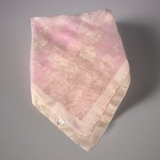VTG Pale Pink Rayon Butterfly Scarf, Hair Tie, Made in Italy Retro Glamour
