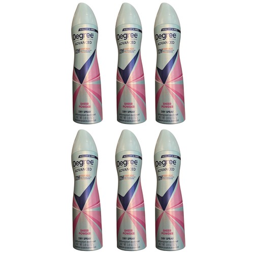 Degree Advanced Sheer Powder Dry Spray Deodorant 72H Protection 3.8 oz Lot of 6