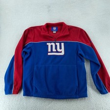 New York Giants Fleece 1/4 Zip Jacket Men Small Red Blue Reebok NFL Football