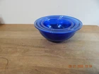 Pyrex 322 323 325 Cobalt Blue Glass Nesting Mixing Bowl Set Of 3 VTG USA