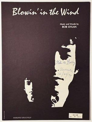 1970 BOB DYLAN ''BLOWIN' IN THE WIND'' SHEET MUSIC - POP FOLK ERA