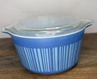Pyrex Blue Barcode 473  1 Quart Casserole Dish w/Lid  Vintage
