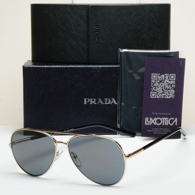 Prada Sonnenbrille Pilot Small Unisex Polarisiert Gold Schwarz SPR 66X PR66XS ZVN-5Z1