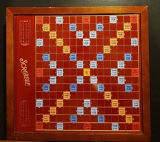 Scrabble Premiere Wood Luxury Edition With Rotating Board