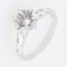 925 Sterling Silver Semi Mount Ring Setting 5mm Round Stone Stackable Ring