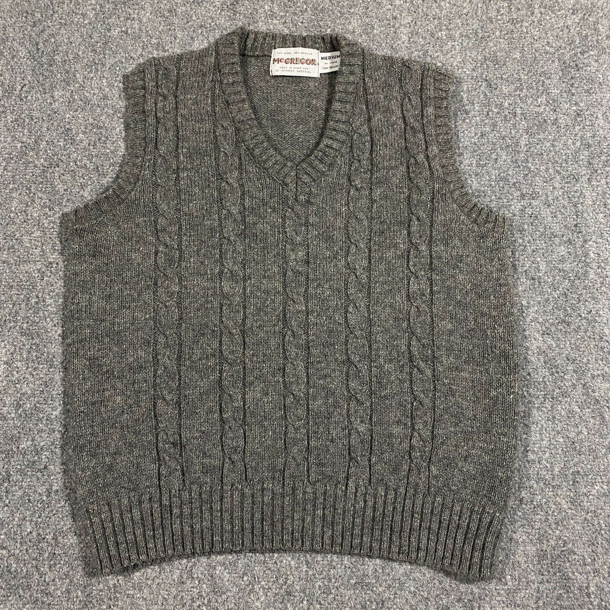VINTAGE McGregor Wool Blend V-Neck Sweater Vest Adult Medium Gray 