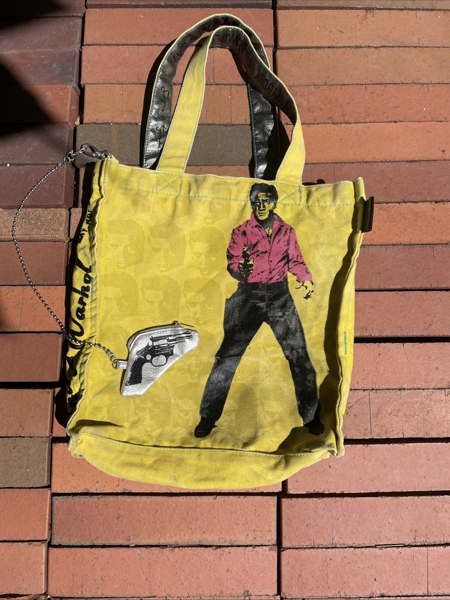 Andy Warhol Elvis Presley Canvas Tote Pop Art Strap Bag W/Gun Coin