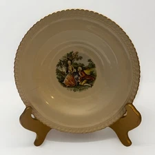 Vintage Harker Pottery Co Courting Couple Soup Bowls 22kt Gold Trim Lot of 2