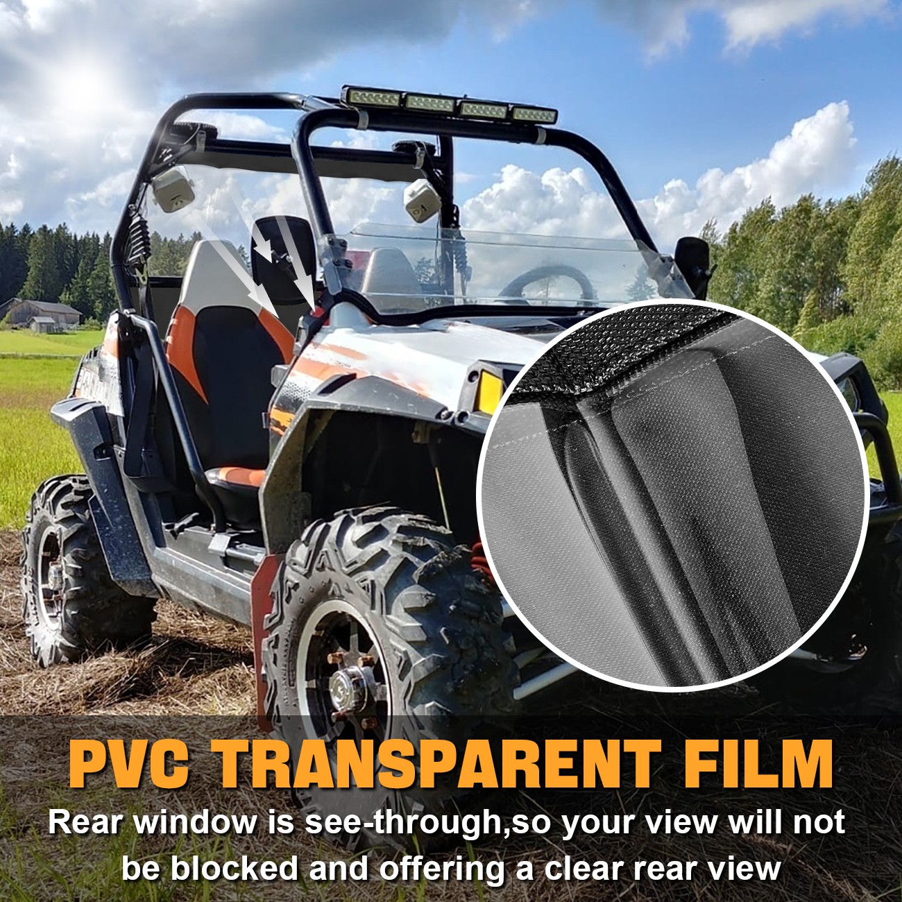 For Polaris Ranger RZR 800 XP 900 2007-14 Rear Window Back Windshield Waterproof