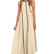 Ivory Maxi Dress Long Regular Fit Round Neck Size 8/10 Excellent Condition