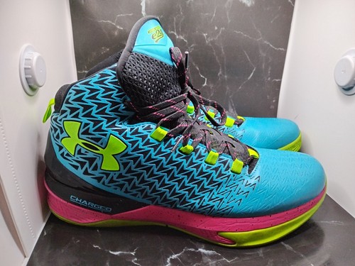 Größe 11 Under Armour Charged E24 Neon Tropical Electric Blue, Grün, Pink 2016