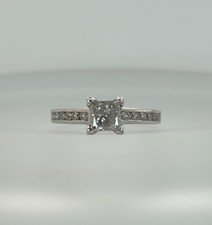 Diamond Ring 9ct White Gold Salt Pepper Princess Cut Size N 2.8g Engagement