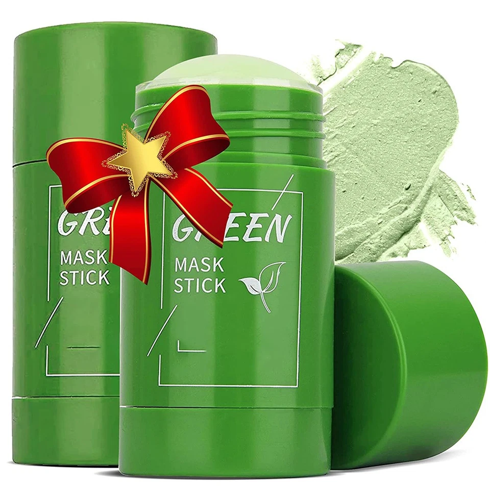 2X Green Tea Clay Mask Stick Purifying Deep Cleansing Blackhead Acne Remover - Image 2 of 4