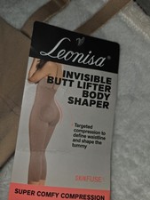 Leonisa Invisible Butt Lifter Body Shaper Firm Compression SkinFuse Brown S/M