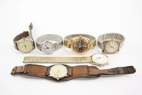 Vintage Mens Mechanical Watches Timex Helvetia SPARES/REPAIRS x 6