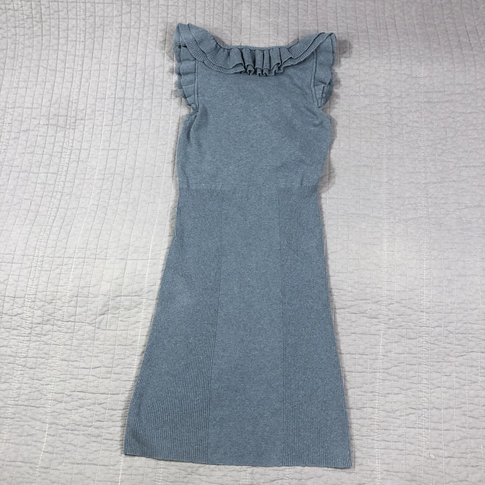 Moda International Sweater Dress Womens Medium Ruffle Knit Sleeveless Fitted - Image 2 of 4