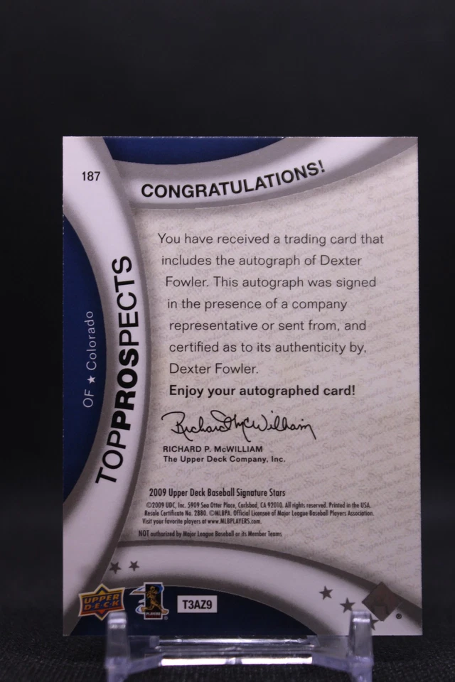 Dexter Fowler #187 2009 Upper Deck Signature Stars Colorado Rockies autografado - Imagem 2 de 2