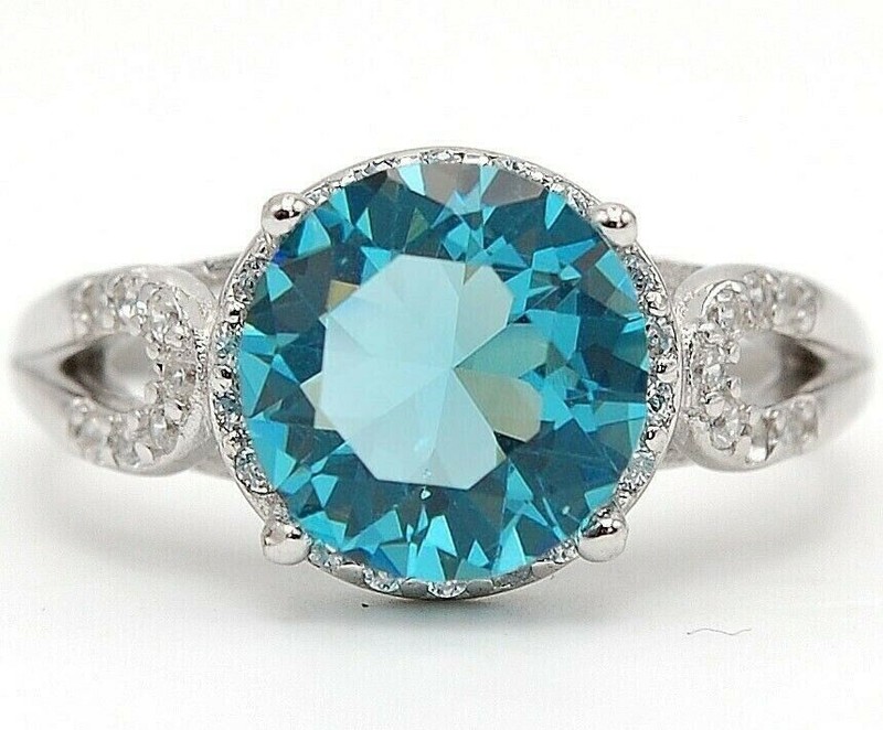 3CT  Aquamarine 925 Solid Sterling Silver Ring Sz 6 U3-6