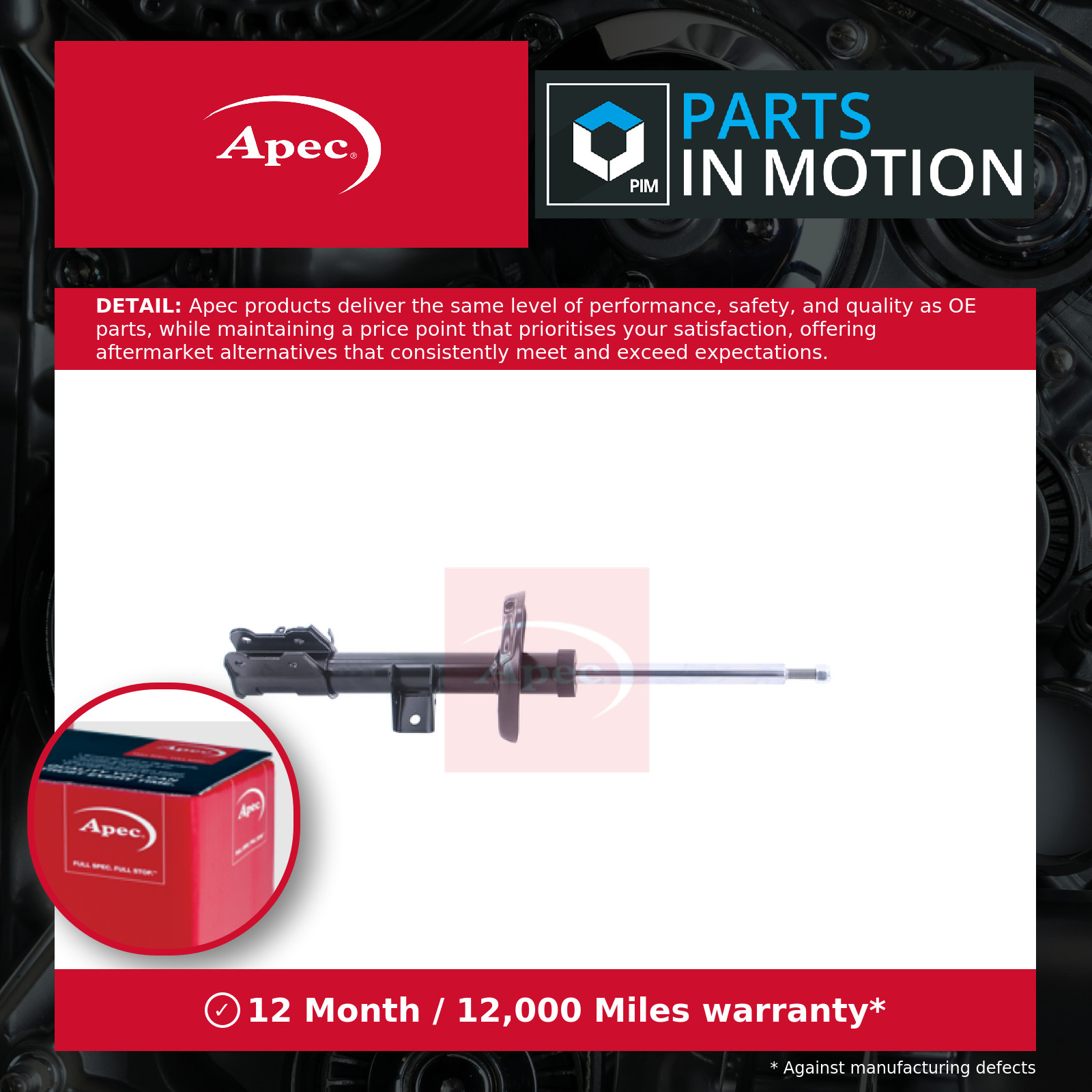 Shock Absorber (Single Handed) Front Left ASA1899 Apec Top Quality Guaranteed