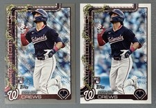 2- 2025 Topps Holiday Dylan Crews Silver Glitter, Base Rookie RC #H46 Nationals
