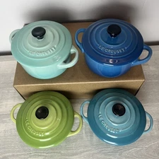 Le Creuset Mini Cocotte Set of 4 Palm Green, Caribbean, Cool Mint & Marseille