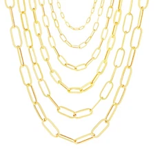 10k Yellow Gold Paperclip 2mm-7mm Chain Cable Rolo Necklace Mens Womens 16"-24"