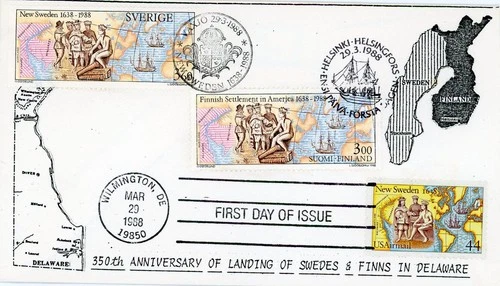 1988 Sc # C117 New Sweden Joint FDC with Sweden and Finland