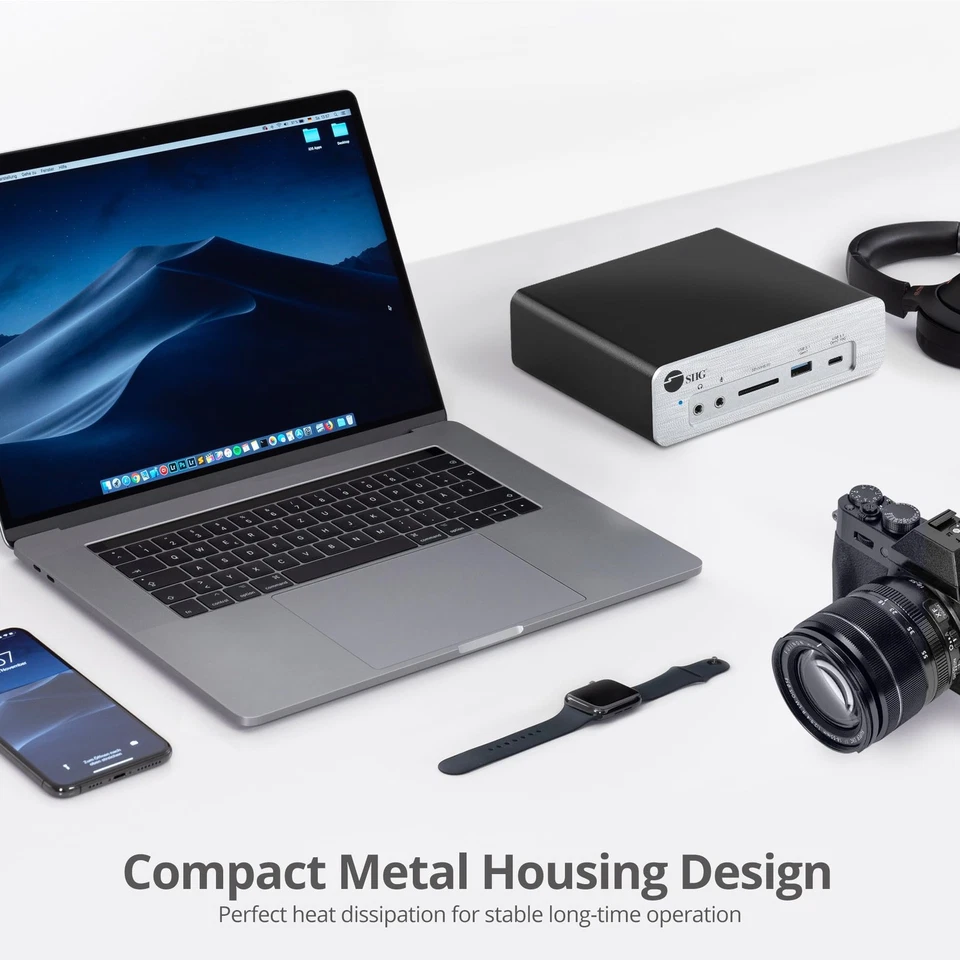 Estación de Acoplamiento para Laptop SIIG 8K Thunderbolt 3 Doble Ranura M.2 NVMe 96W Carga PD Foto 3 de 4