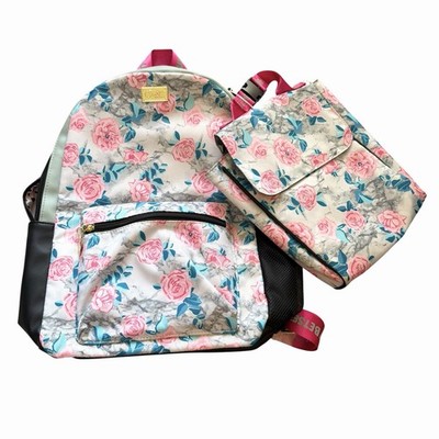Betsey Johnson Floral Pink Backpack With Lunchbag