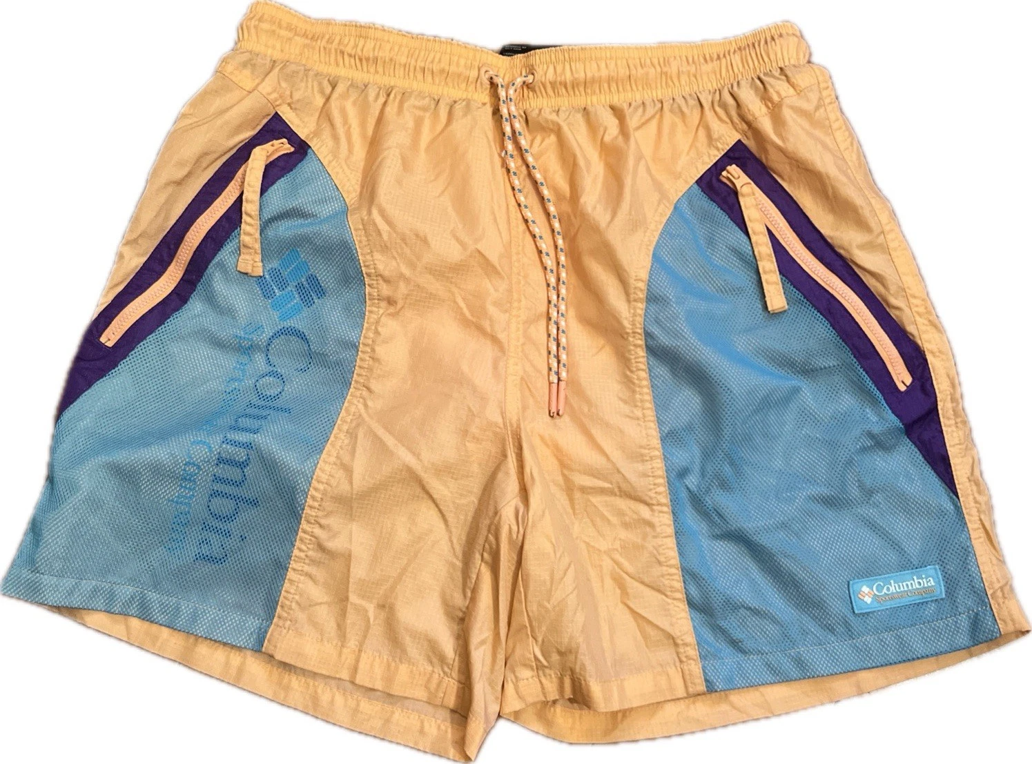 Columbia Riptide Nylon Retro Color Blocked Hiking Shorts Men's M Outdoor Lined