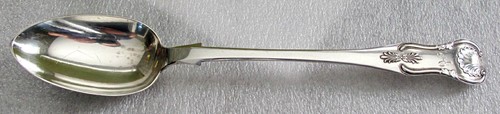 1858 pair Scottish Sterling silver Stuffing Serving Spoons Kings Pattern Superb - Picture 3 of 9