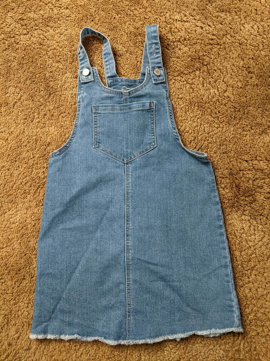 Art Class Jumper Dress Denim Girls Size 7 8 Sleeveless Front