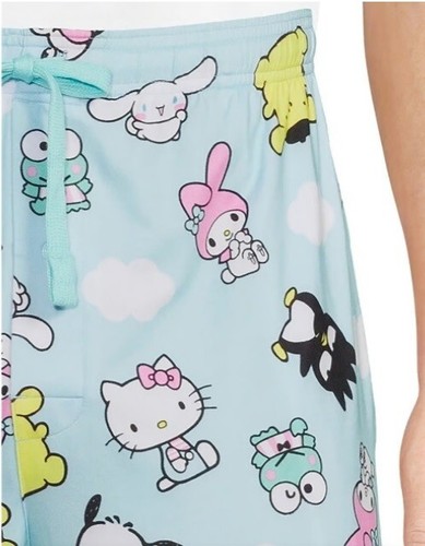 Sanrio Hello Kitty NEW♈Mens Printed jogger Pant size XL~ Aqua/pink/black - Picture 3 of 4
