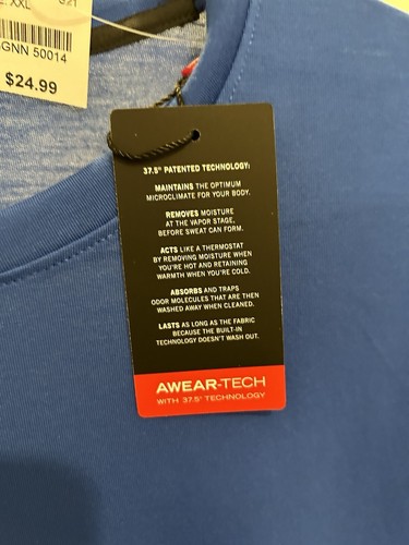 Kenneth Cole Awearness T-Shirt Mens 2XL Aware-Tech Short Sleeve Blue - Picture 3 of 6